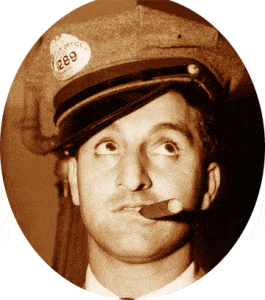 Actor Danny Thomas, With A Postal Cap And Cigar, In His Role For The Baby Snooks Program.