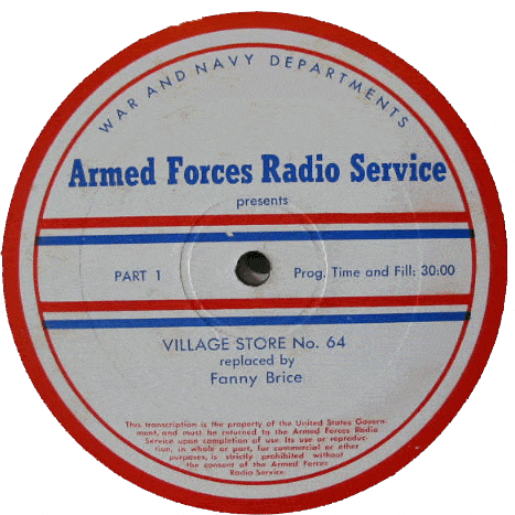 Label For Disc &Quot;Village Store No. 64, Replaced By Fanny Brice&Quot;