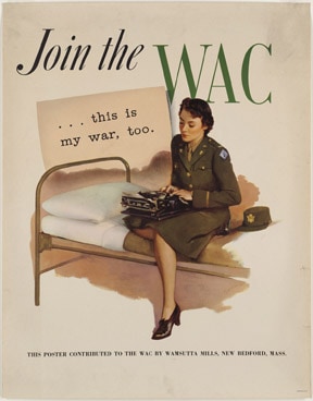 Vintage Recruiting Poster, Uniformed Wac Seated On Bunk, Typing &Quot;...This Is My War, Too.&Quot;