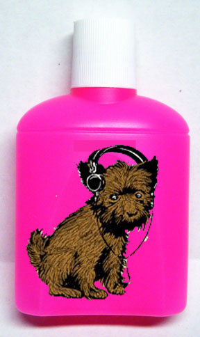 Pink Shampoo Bottle With The Chrs &Quot;Crossley Pup&Quot; On The Front