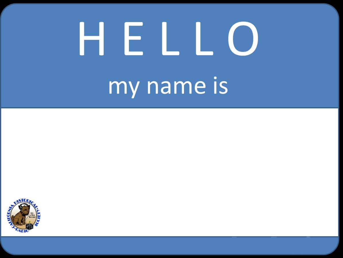 "Nametag sticker" graphic, with CHRS logo in the corner