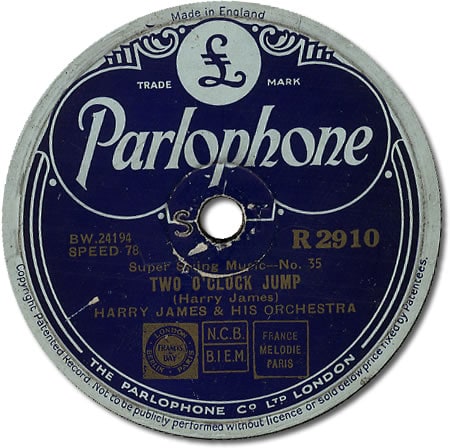 vintage record label of "Two O'Clock Jump"