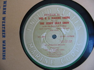 Disc Label For &Quot;The U.s. Marine Corps Presents The Jerry Gray Show&Quot;, Program No. 1