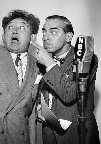 Bert Gordon ("The Mad Russian") and Eddie Cantor in front of an NBC microphone